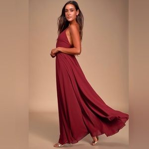 Lulus Like New Mythical Kind of Love Plum Maxi Dress M